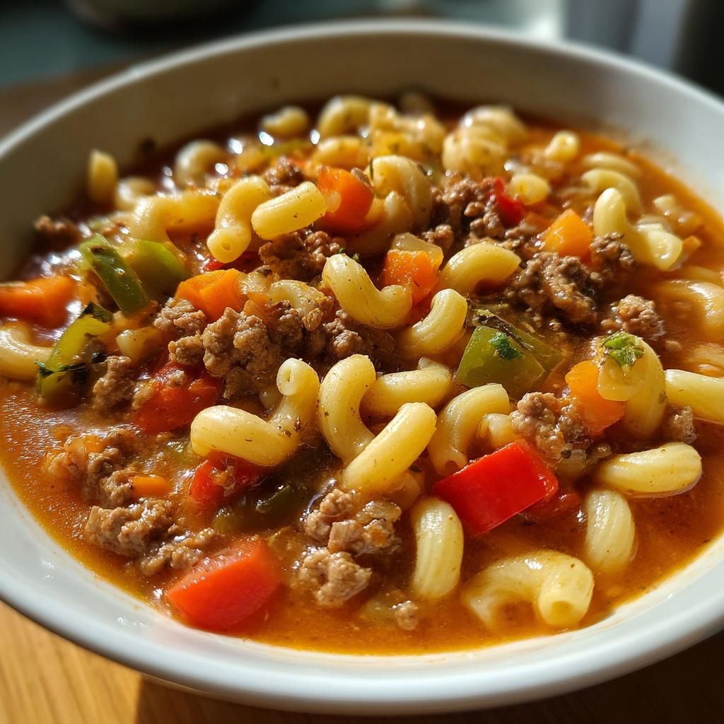 hamburger macaroni soup