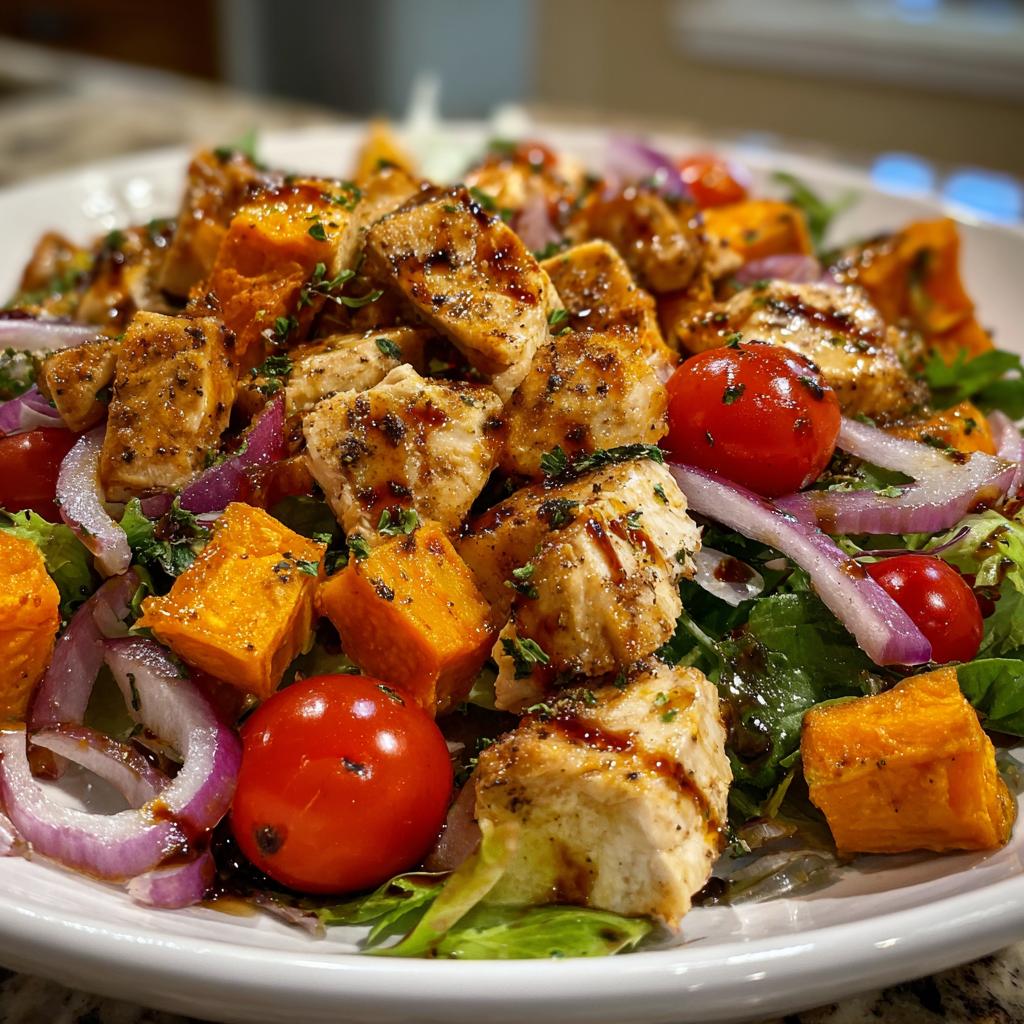 healthy chicken and sweet potato salad