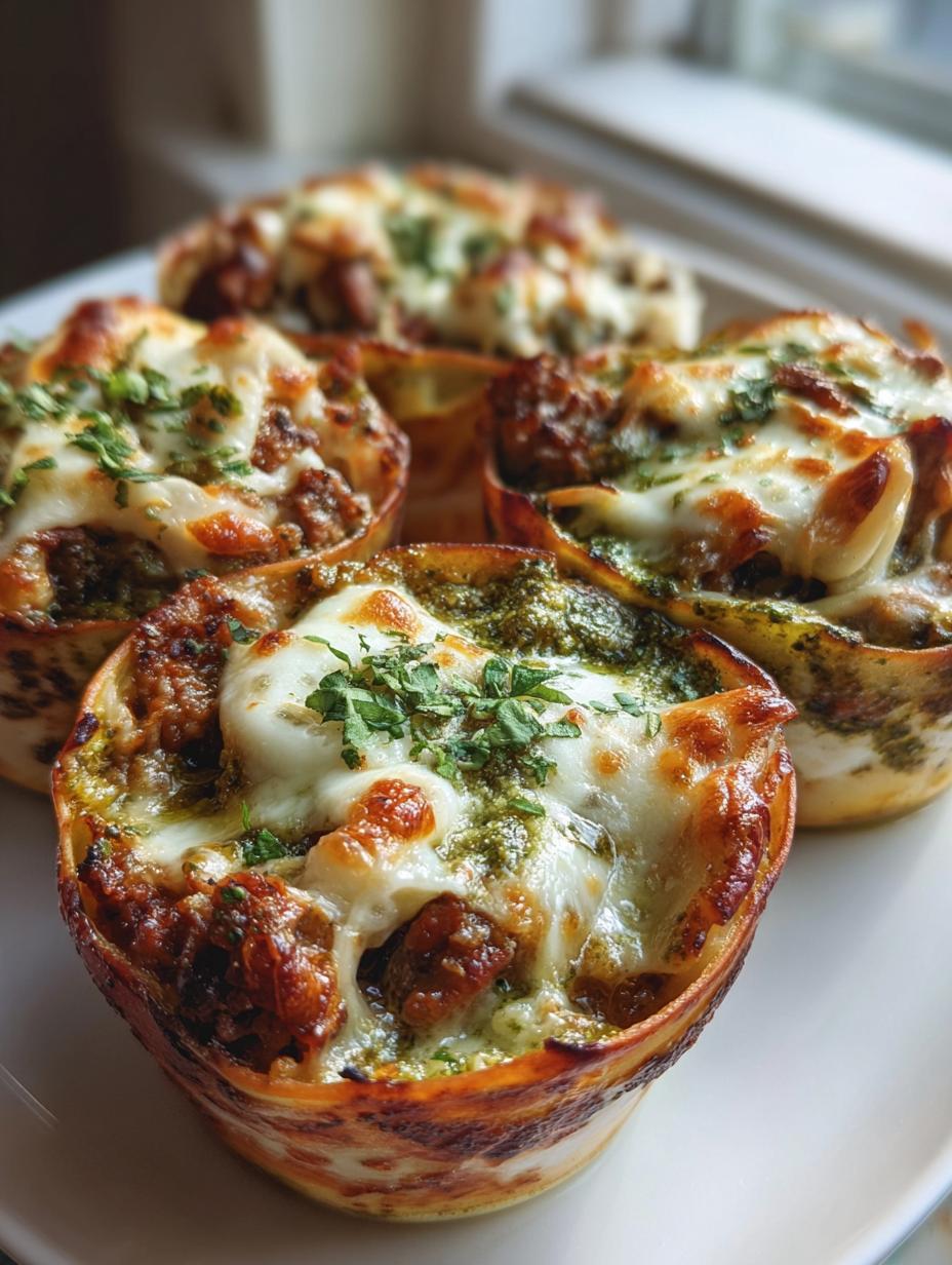 minced lamb and pesto lasagna cups - detail 1