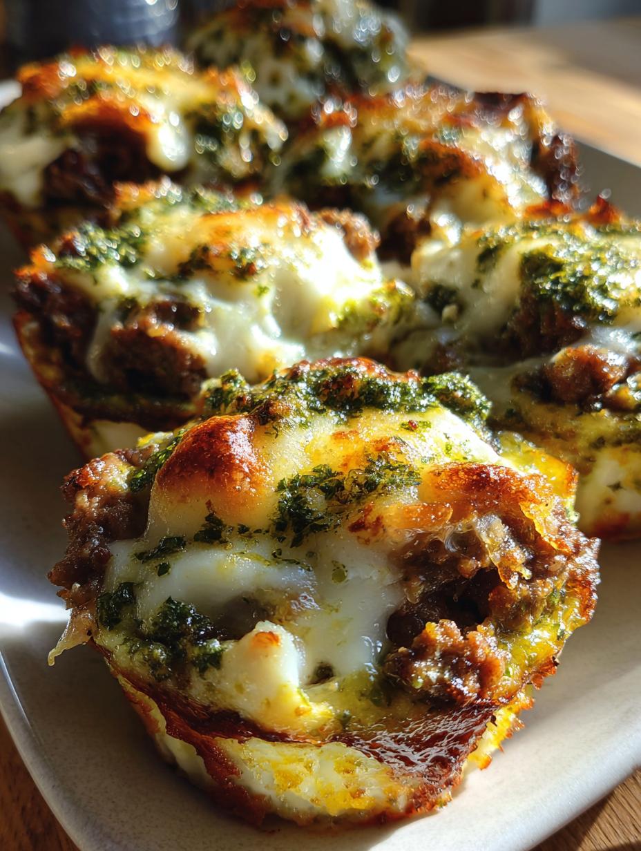 minced lamb and pesto lasagna cups