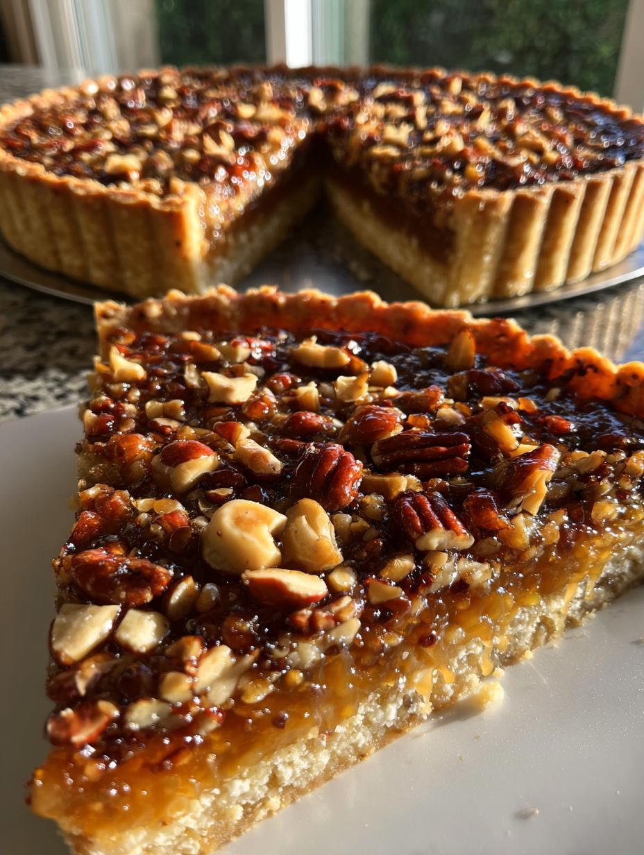 nutty caramel crunch tart - detail 1