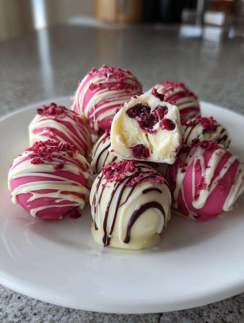 raspberry cheesecake balls - detail 1