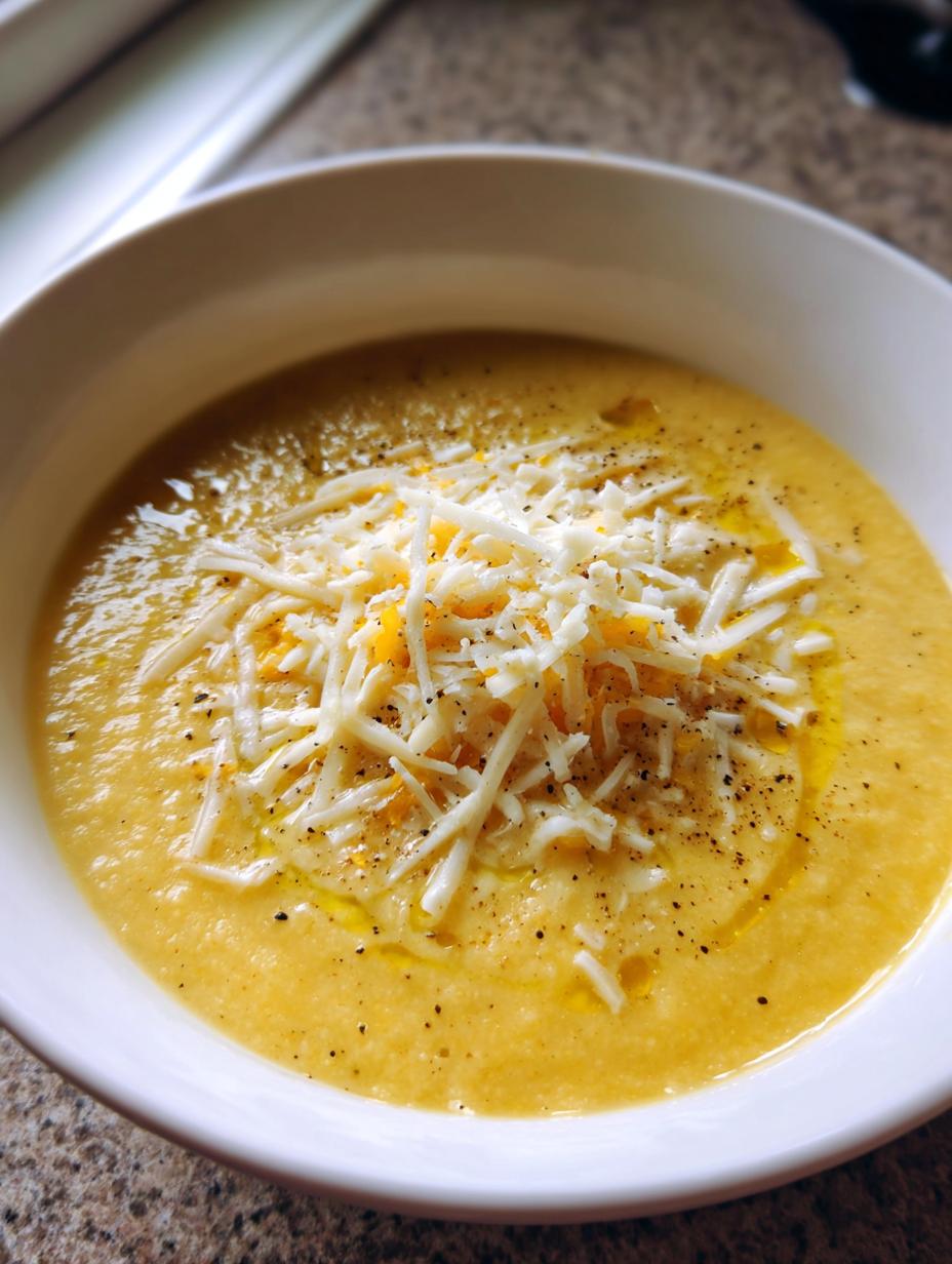 roasted garlic cheddar cauliflower soup - detail 1