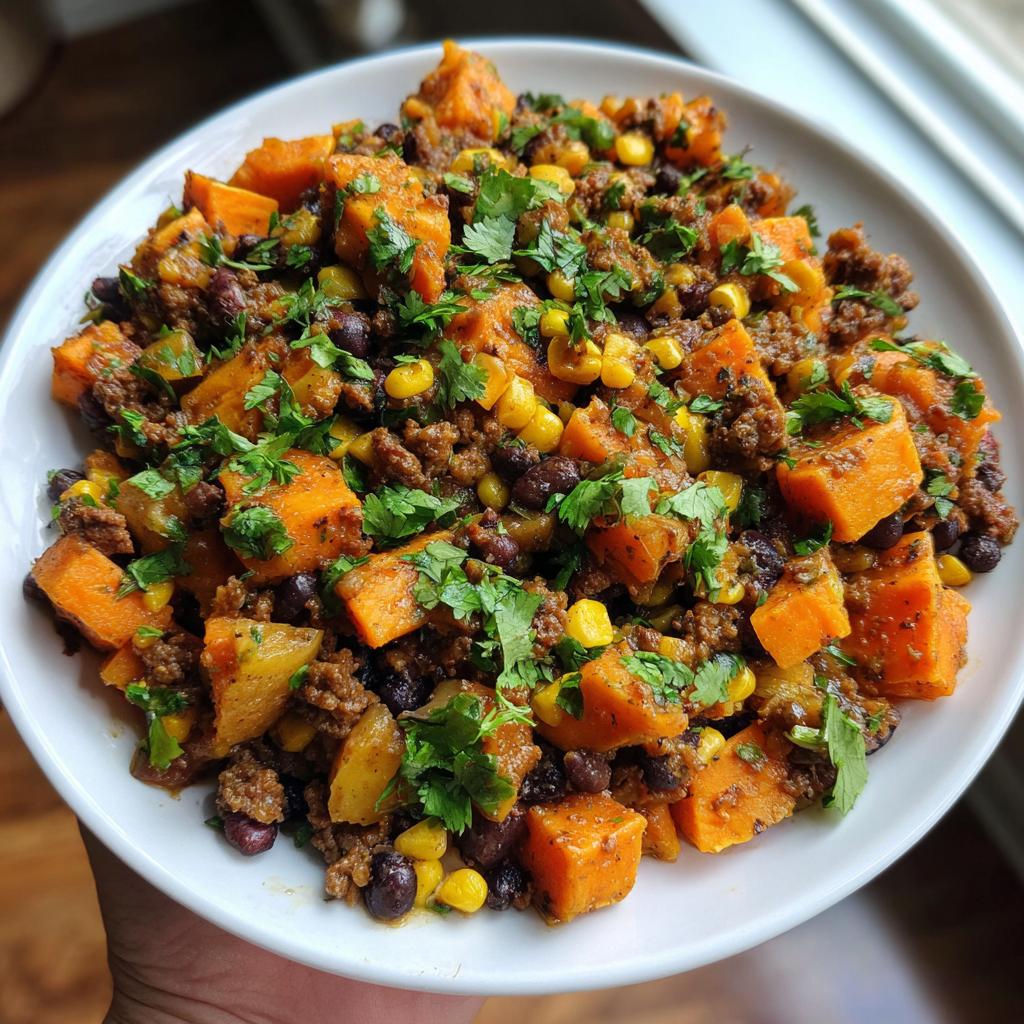 southwest ground beef sweet potato skillet - detail 1