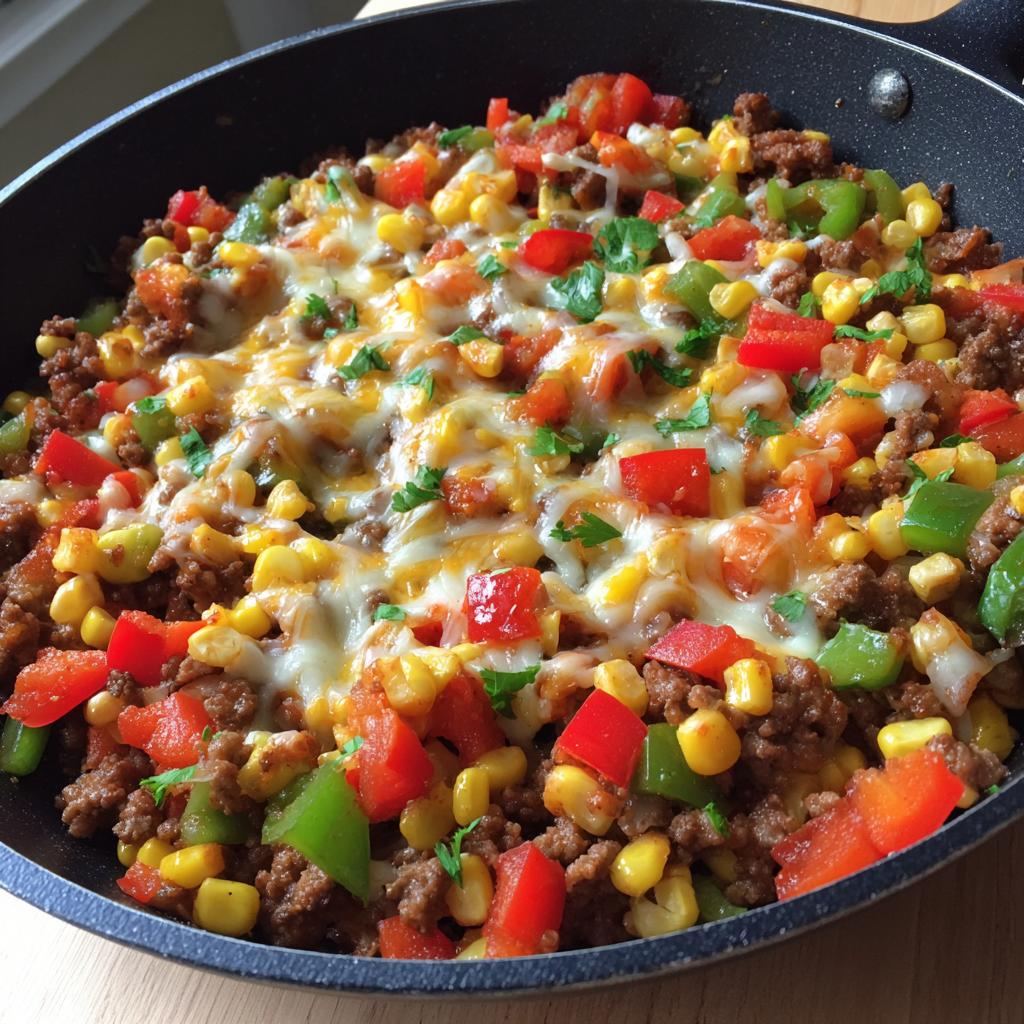 southwest skillet with ground beef - detail 1