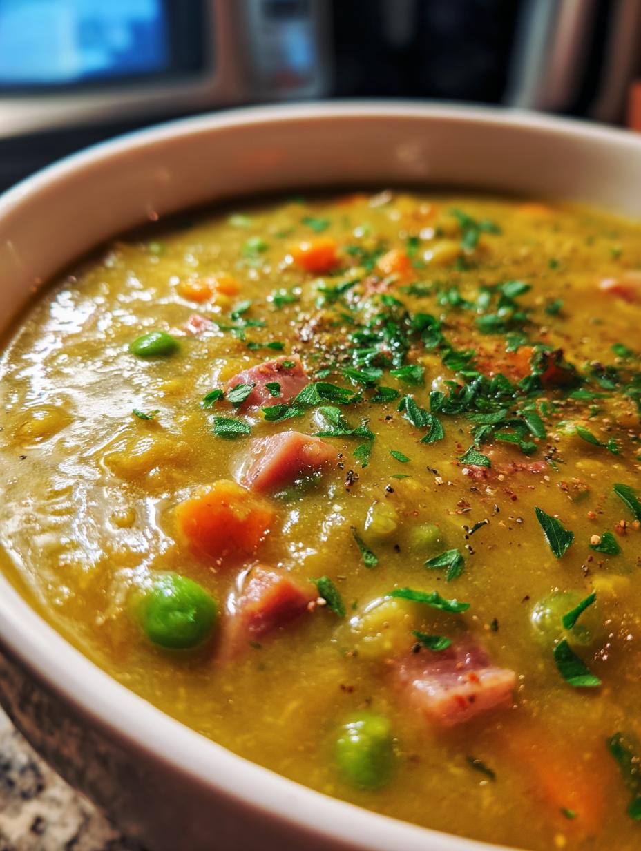 split pea soup with ham - detail 1