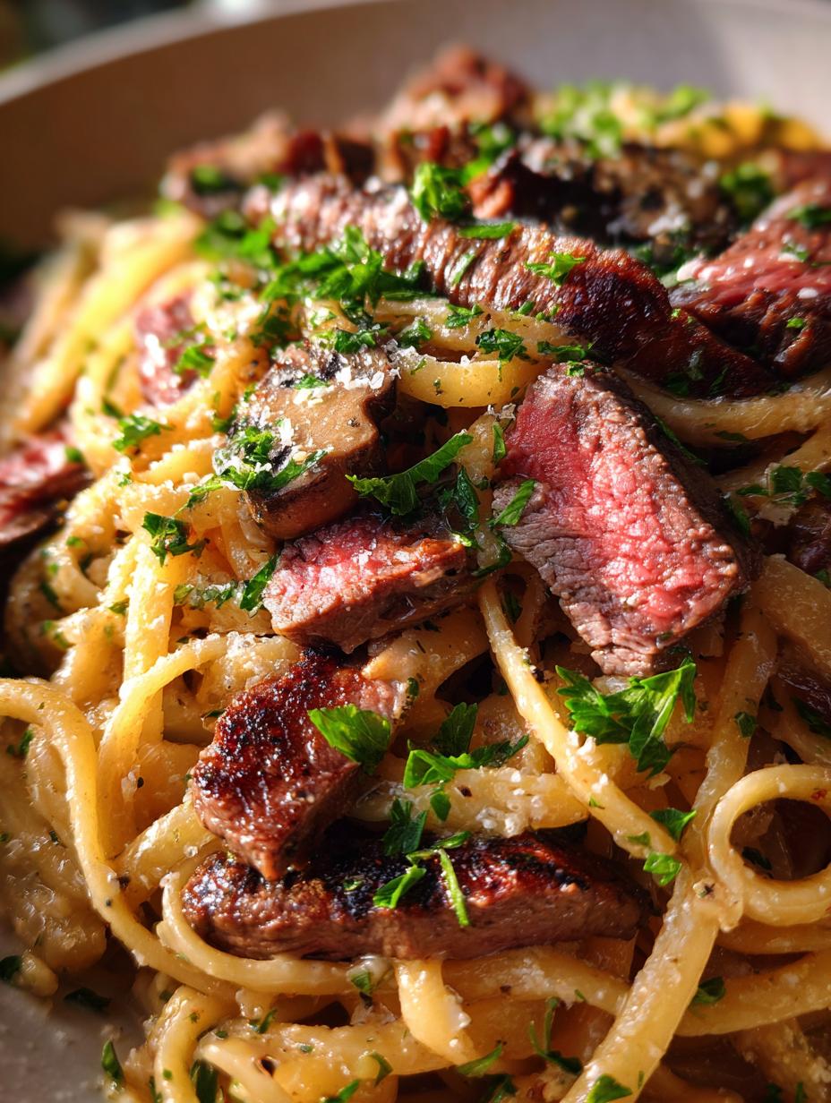 steak and parmesan pasta - detail 1