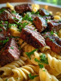 steak and parmesan pasta