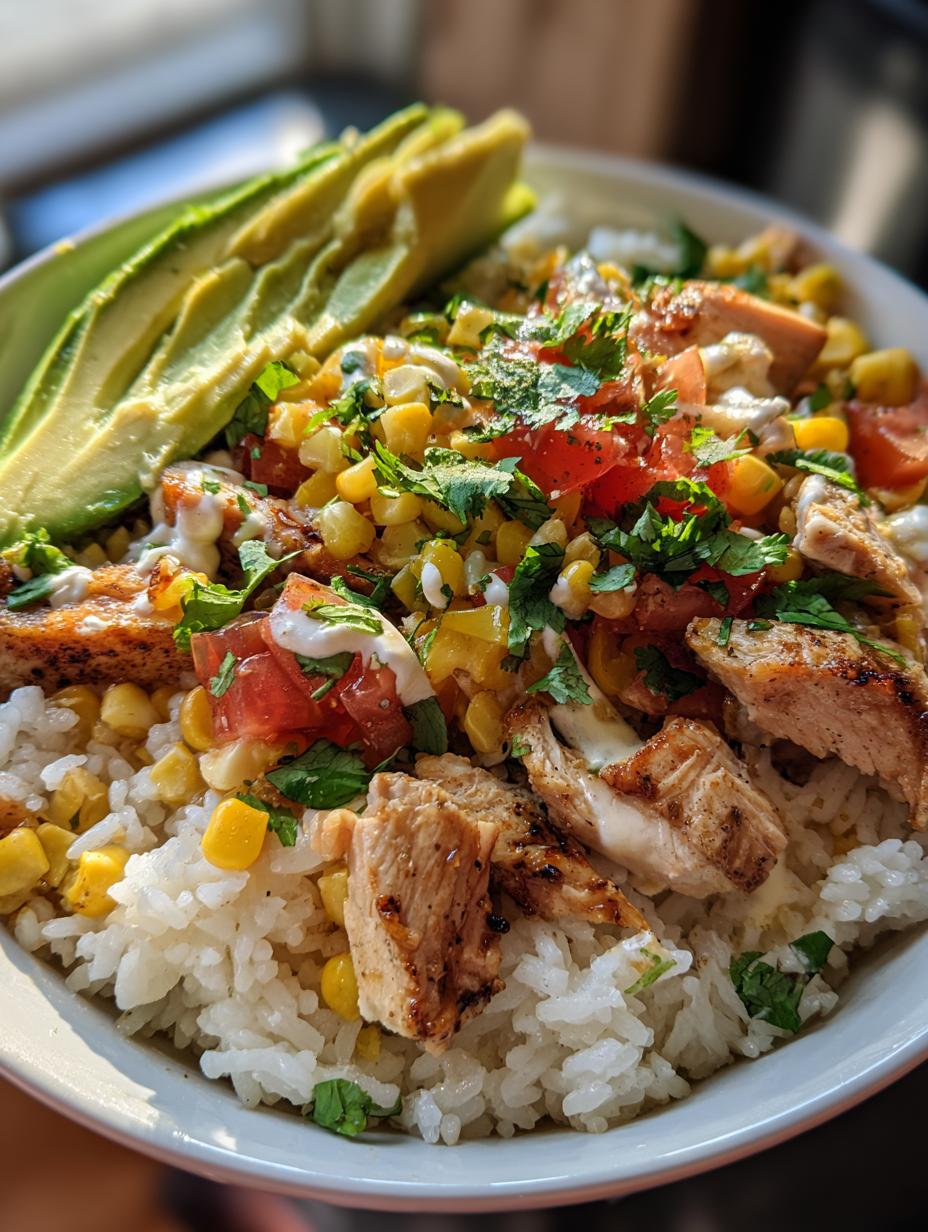 street corn chicken rice bowl