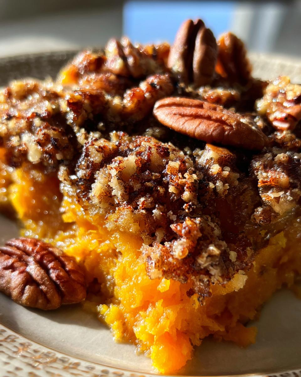 sweet potato casserole with pecans - detail 1