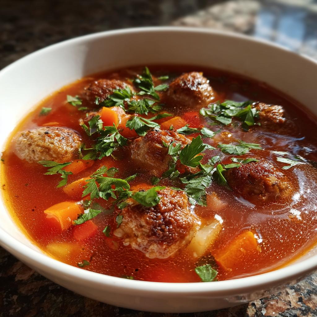 tomato meatball soup - detail 1