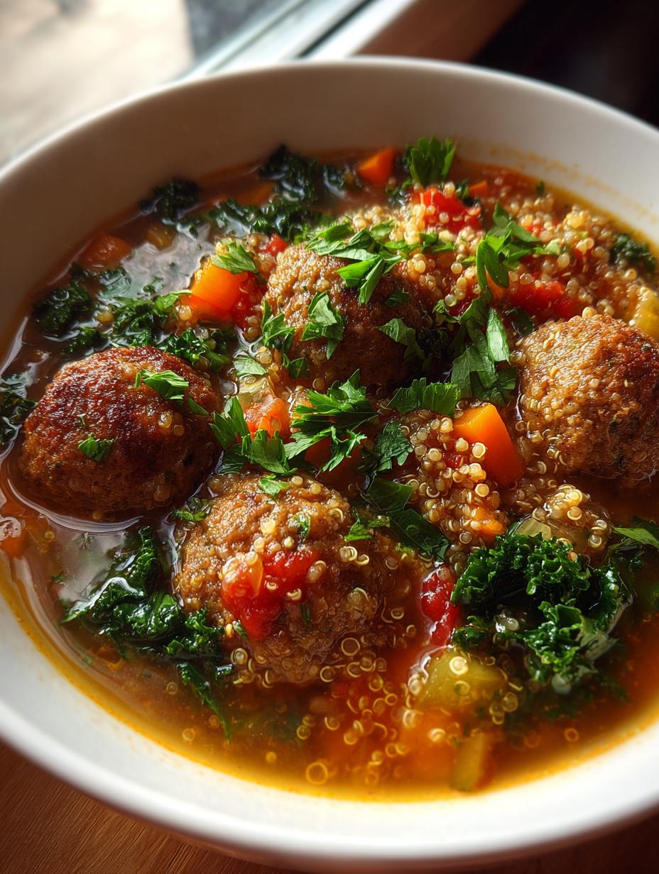 vegetable meatball soup - detail 1