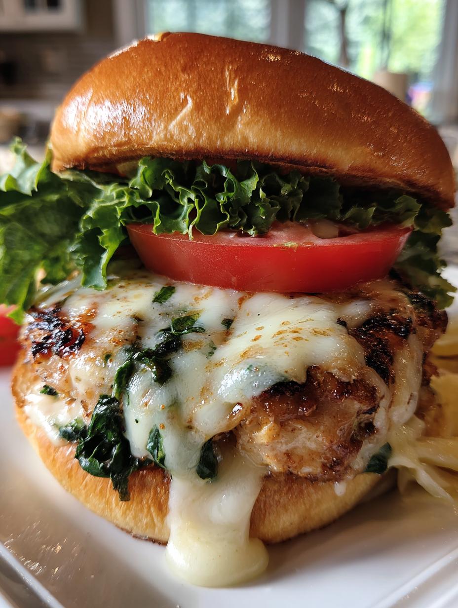 white cheddar and spinach chicken burgers - detail 1