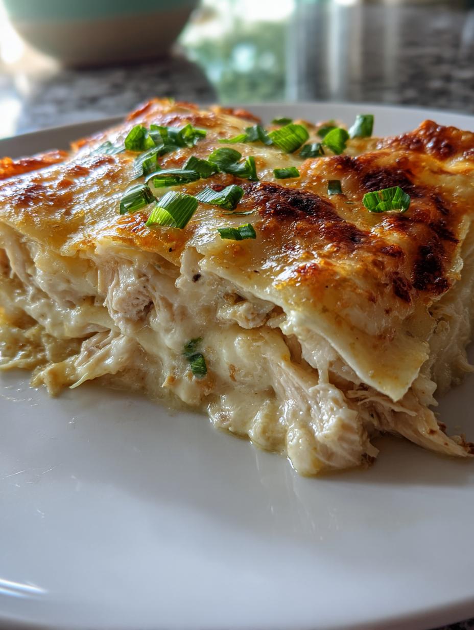 white chicken enchilada casserole - detail 1