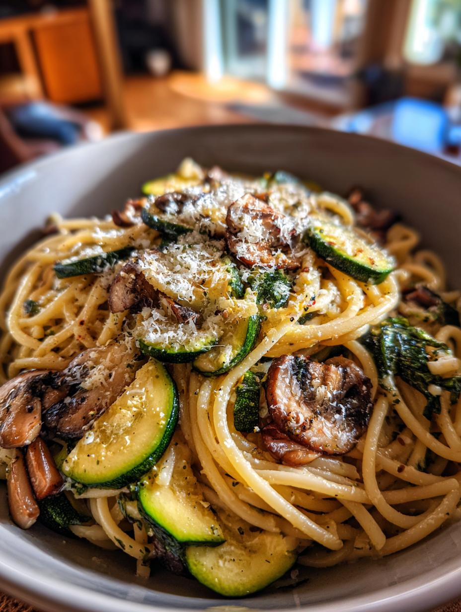 zucchini mushroom pasta - detail 1